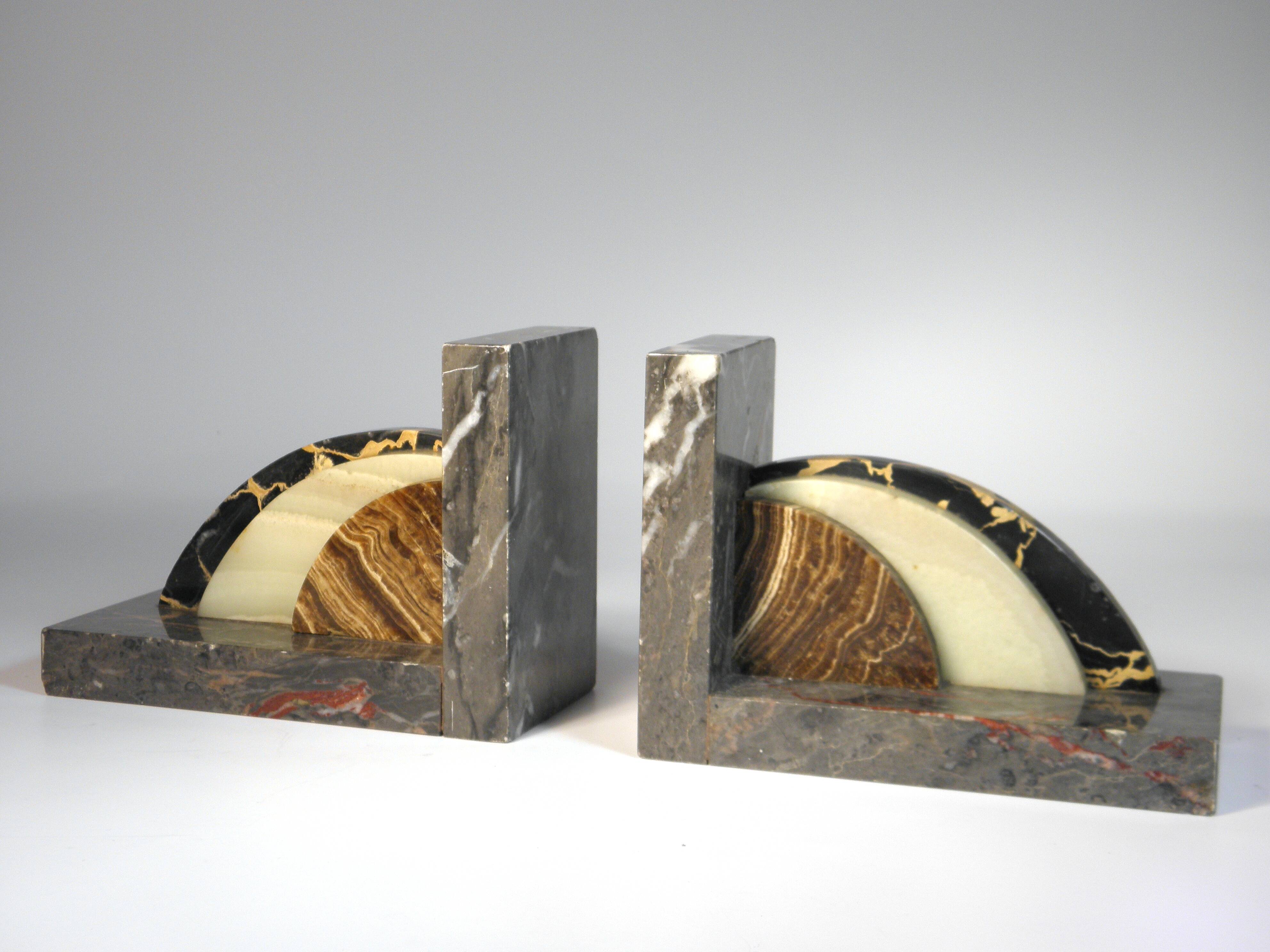 Marble and onyx bookends