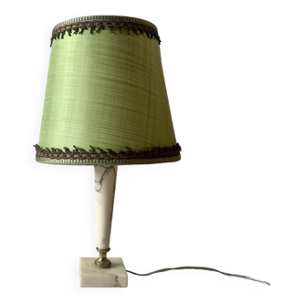 Lampe à poser en albâtre et laiton vintage