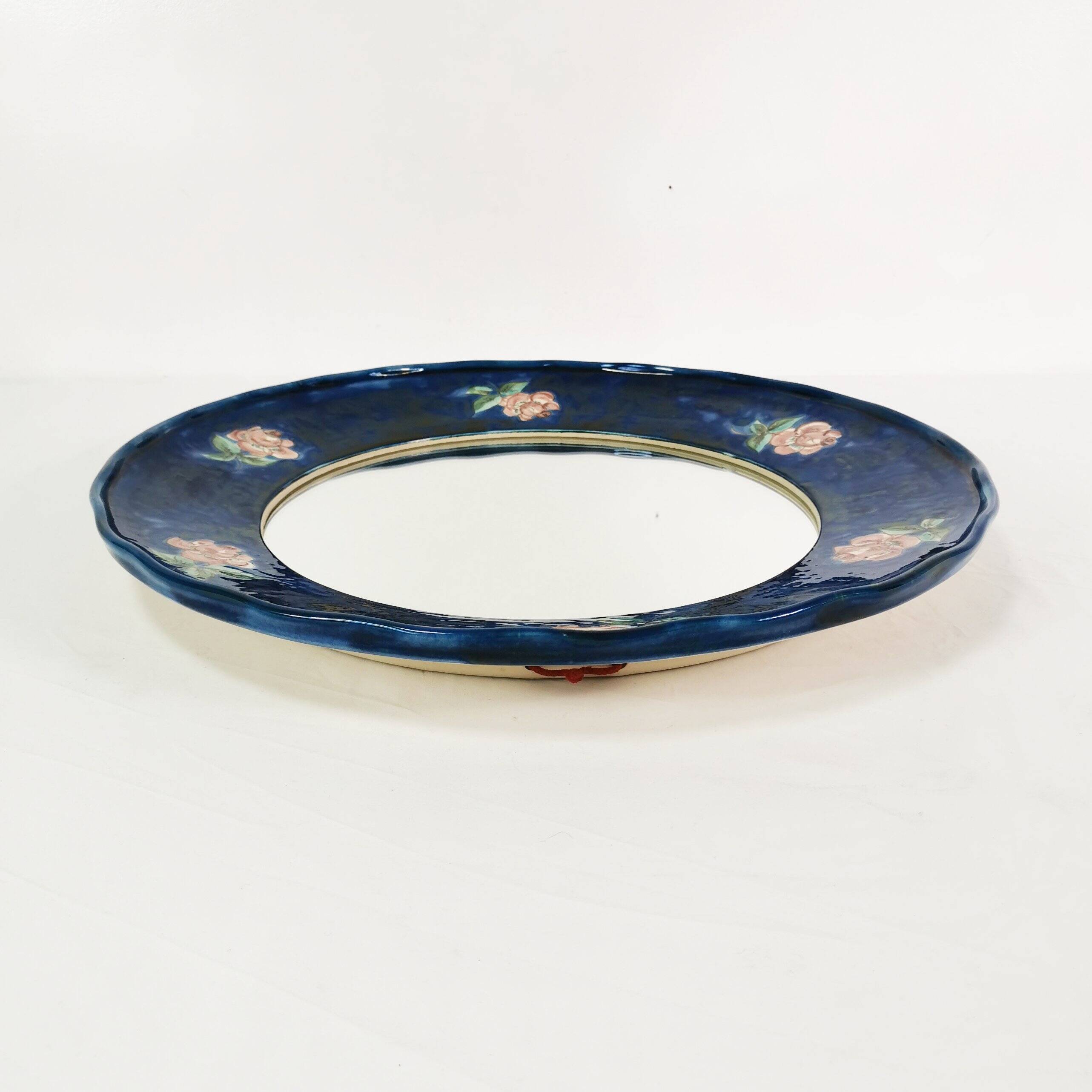 Ceramic wall mirror, Hindelanger-Keramik, Germany, 1960s.