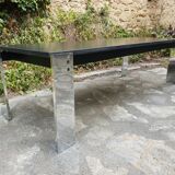 Coffee table in chromed metal and marble 1970