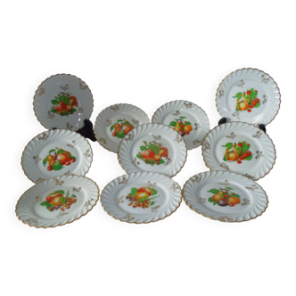 10 assiettes à dessert en porcelaine de Limoges. HAVILAND