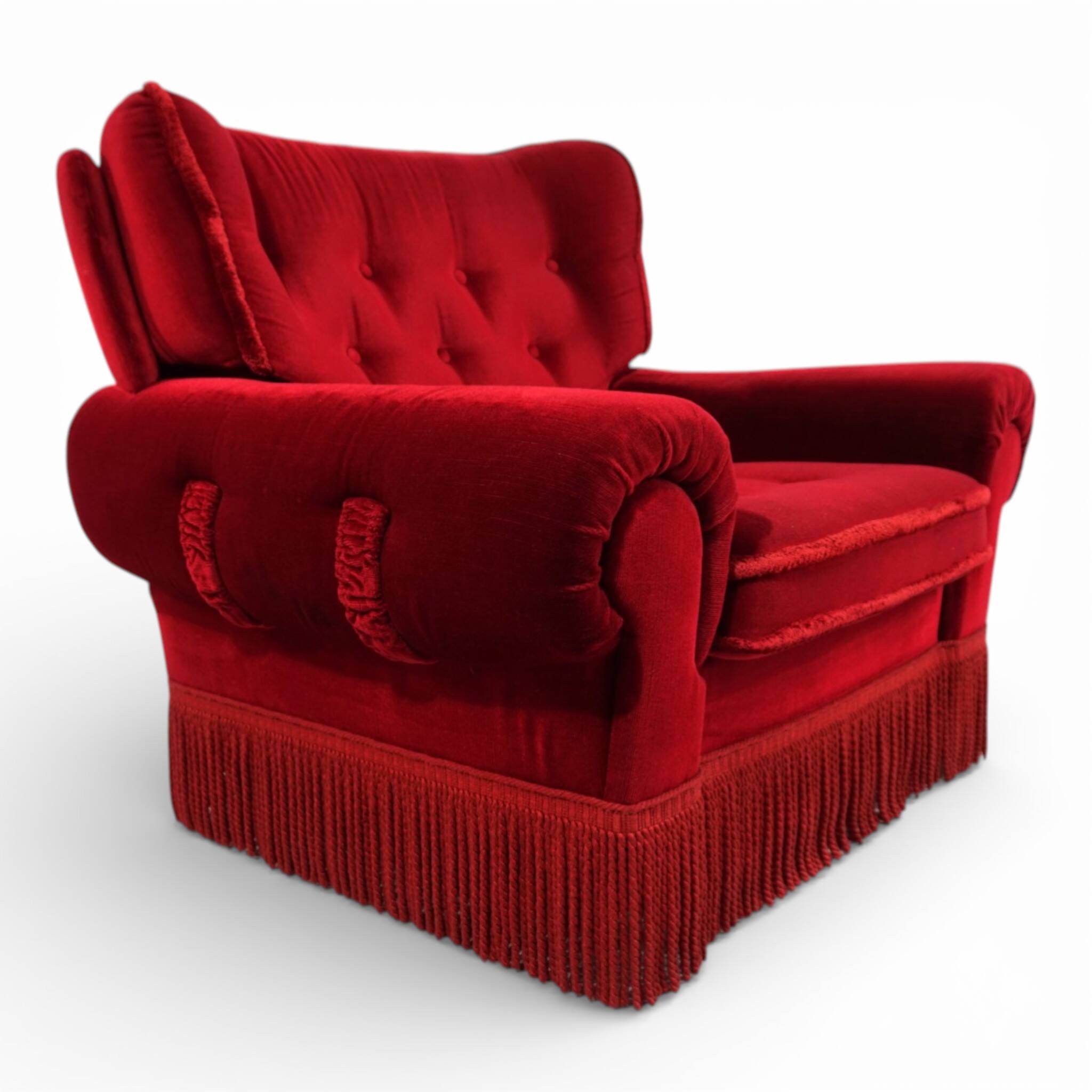 Hollywood Regency red lounge chair in Art Deco style, 1940