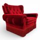 Fauteuil rouge de style Hollywood Regency en Art Déco, 1940