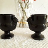 Vintage chicken shells in black opaline