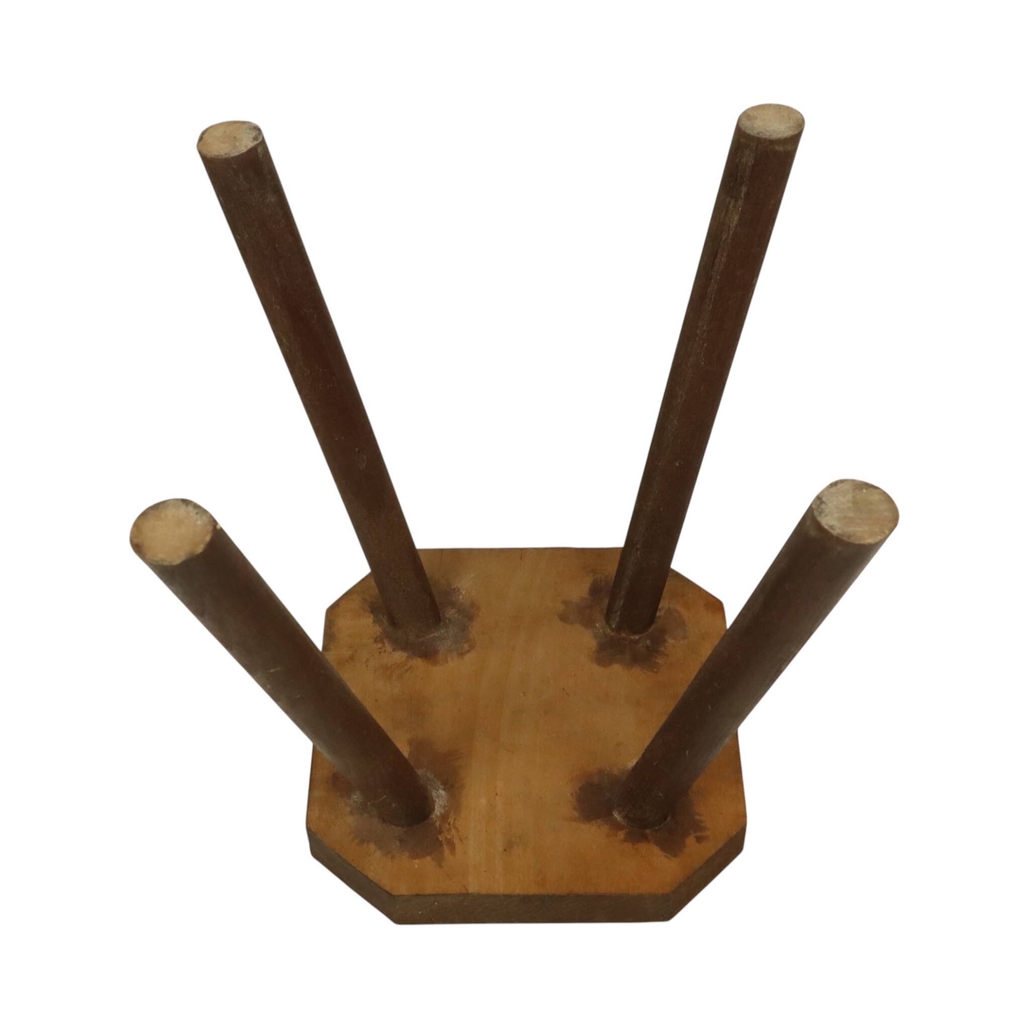 Old Rustic Solid Wood Stool Milk Stool Brutalist Style