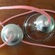 Duo de suspensions avec abat-jours en verre transparent vintage
