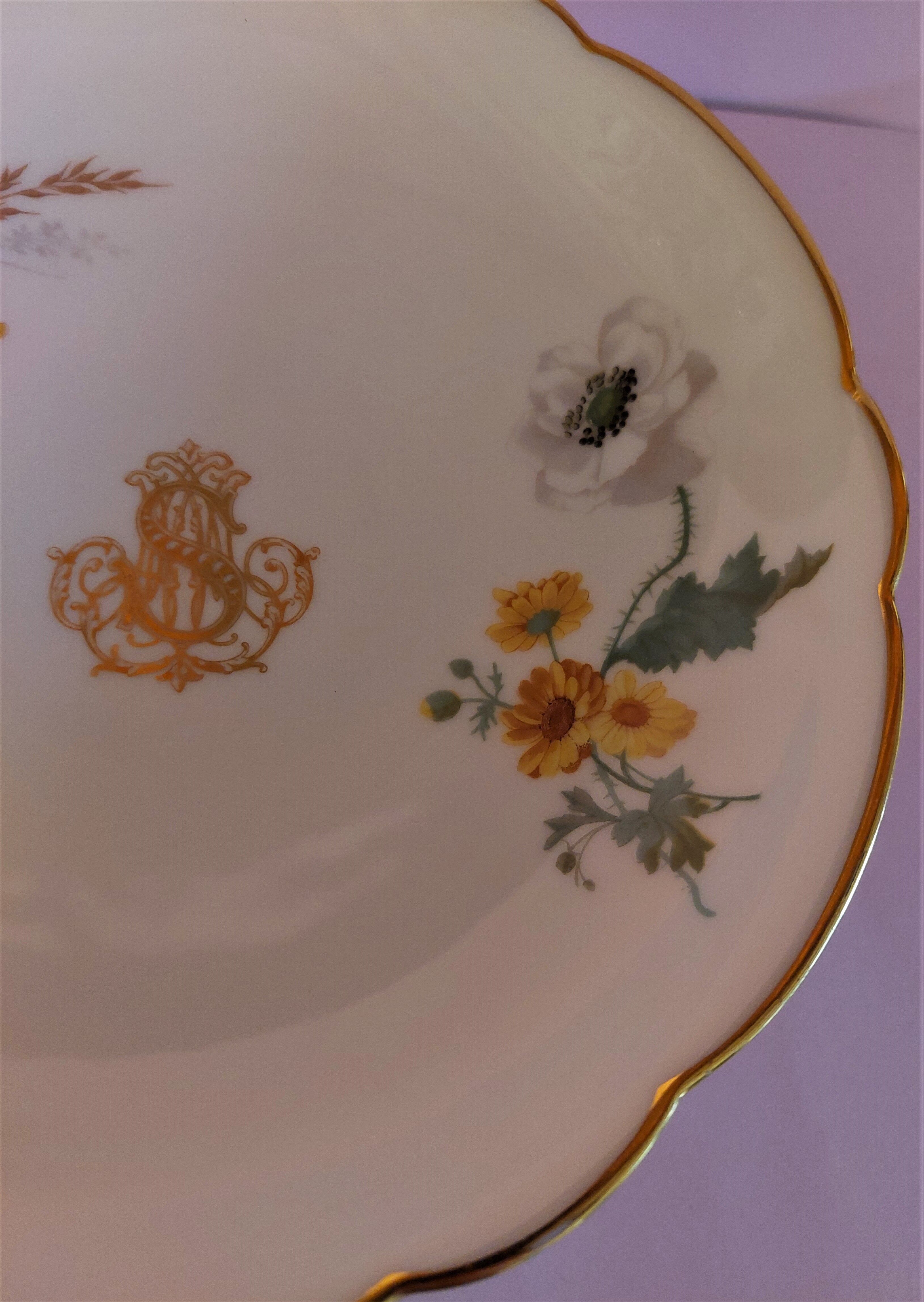 Porcelain compotier monogram gold store of the iron bridge Paris
