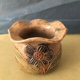 Vase corolle en grès motif floral