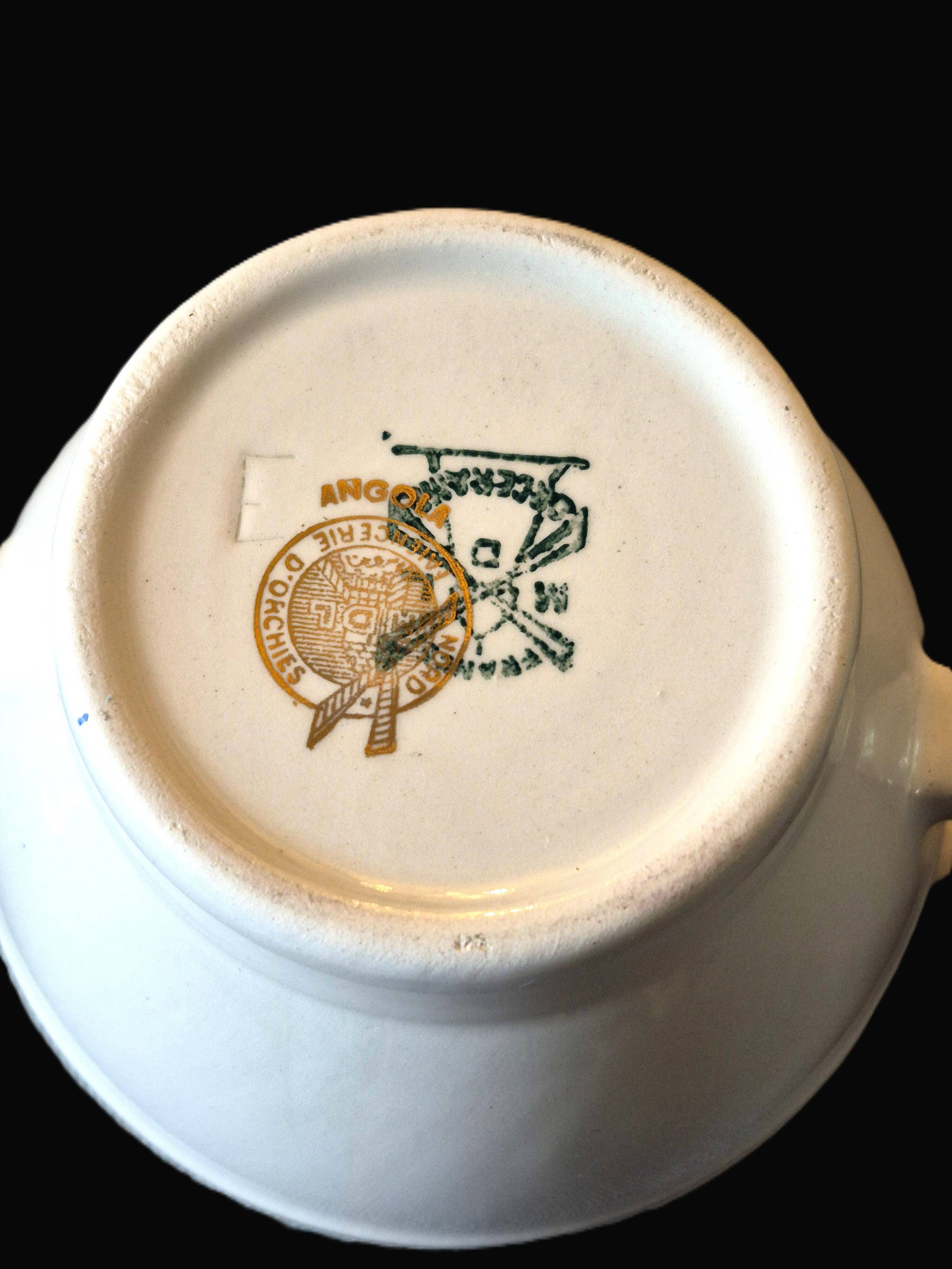 Antique sugar bowl Moulin des Loups Orchies "Angola" A748