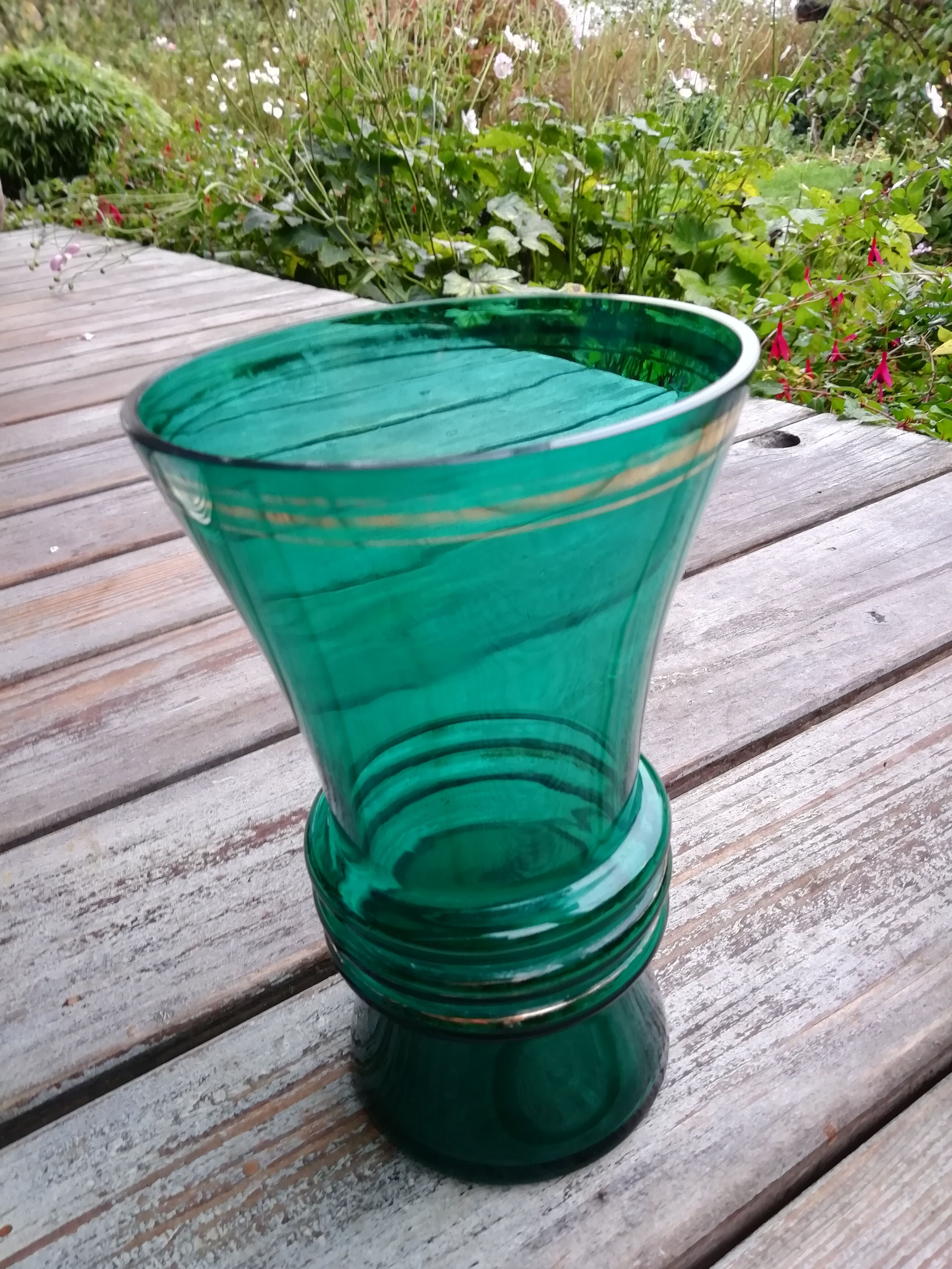 Green glass vase