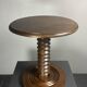 Midcentury brutalist wood turned side table, Charles Dudouyt style, 1950s