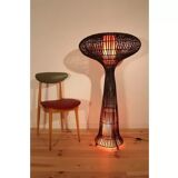 Lampadaire champignon rotin vintage