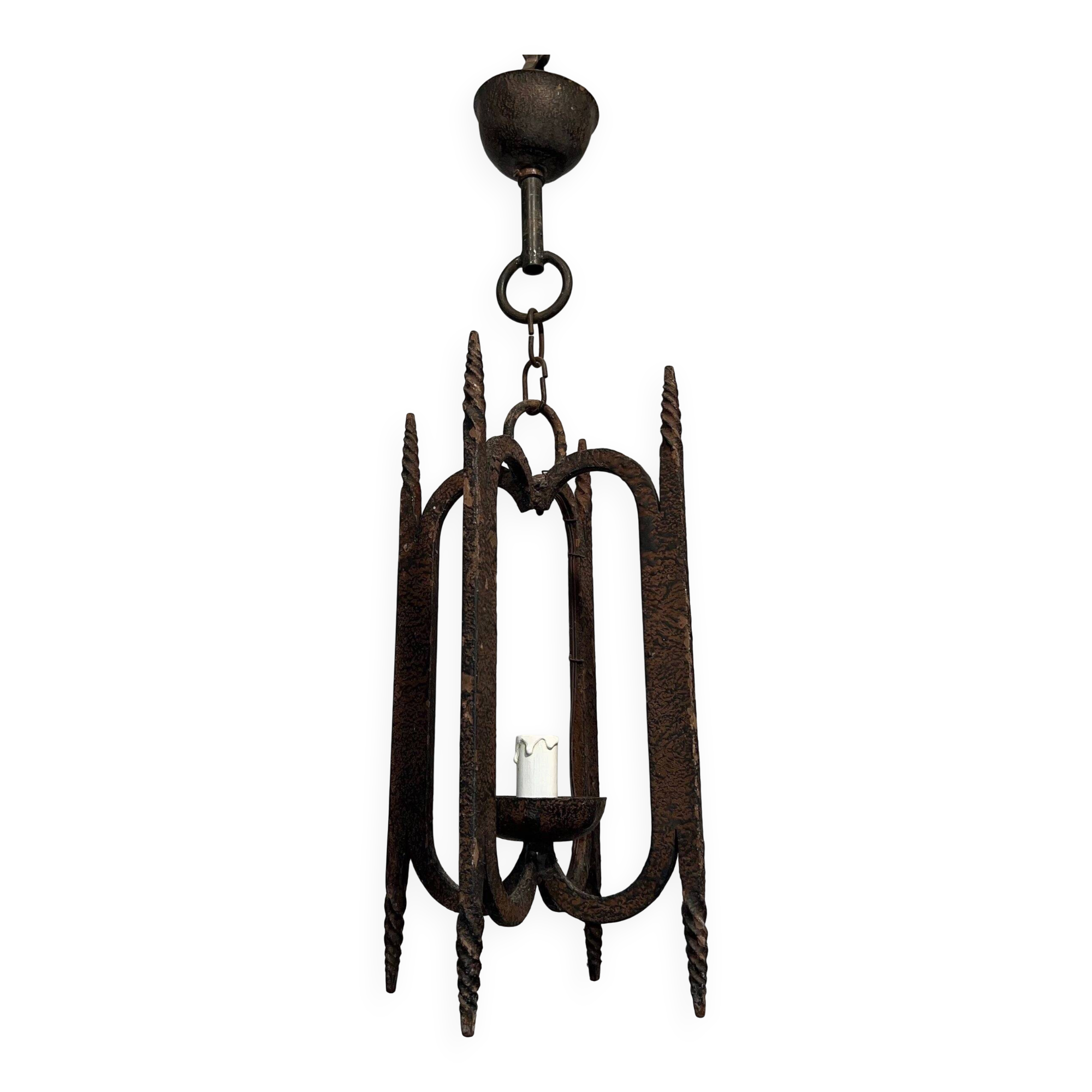 Suspension en fer forgé, travail français, circa 1950