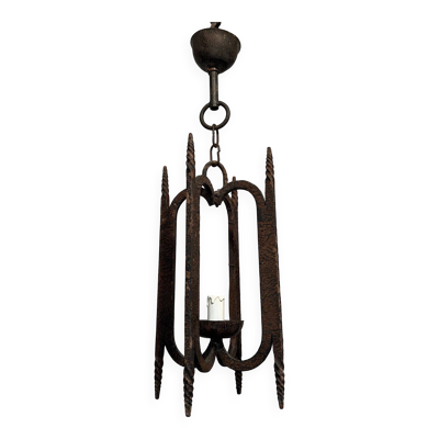 Suspension en fer forgé, travail français, circa 1950
