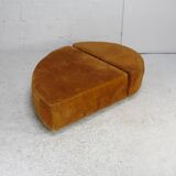 Pair of “tawny” velvet seats. Foam, wood, velvet. Circa 1970