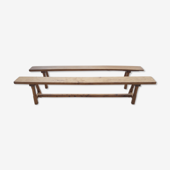 Paire de bancs de ferme 2m50