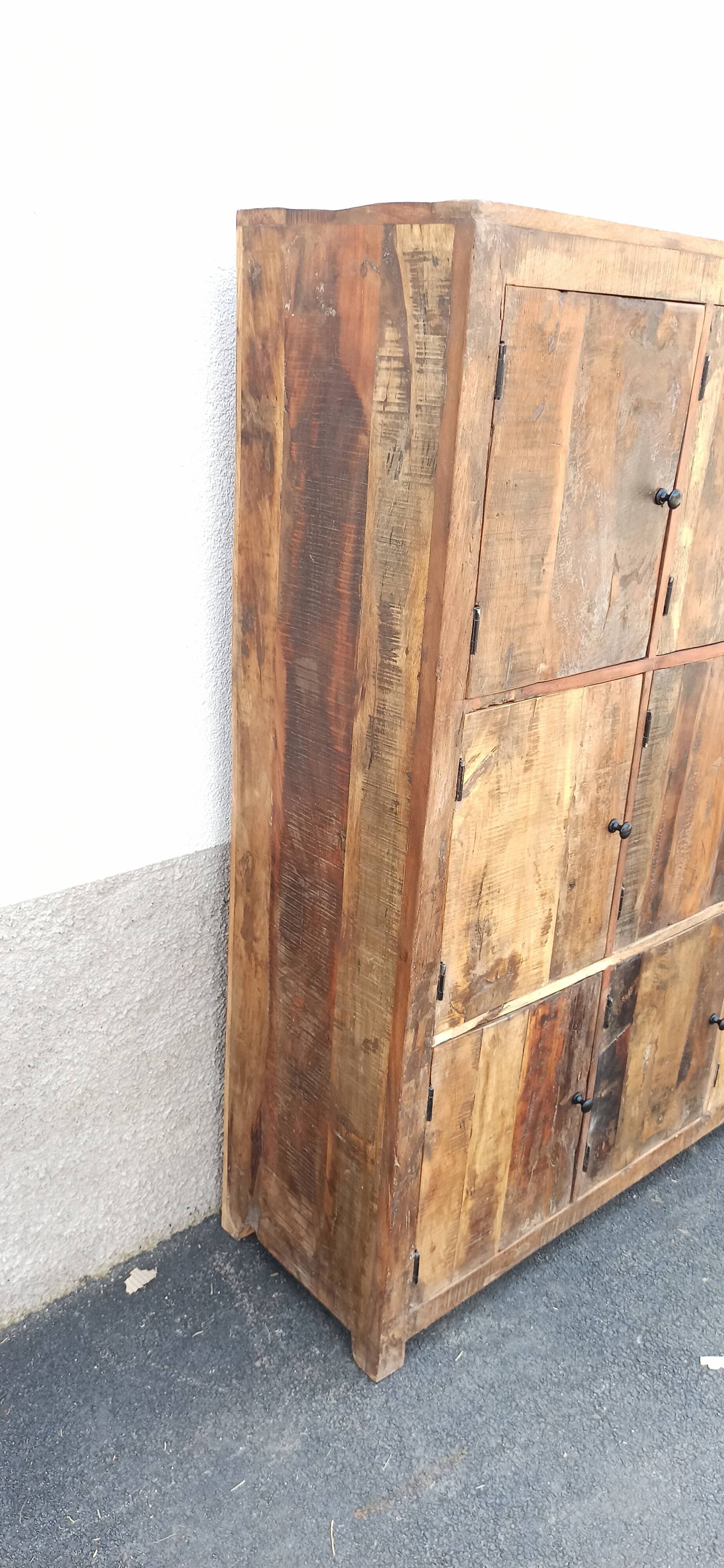 Nine-door wardrobe in old wood