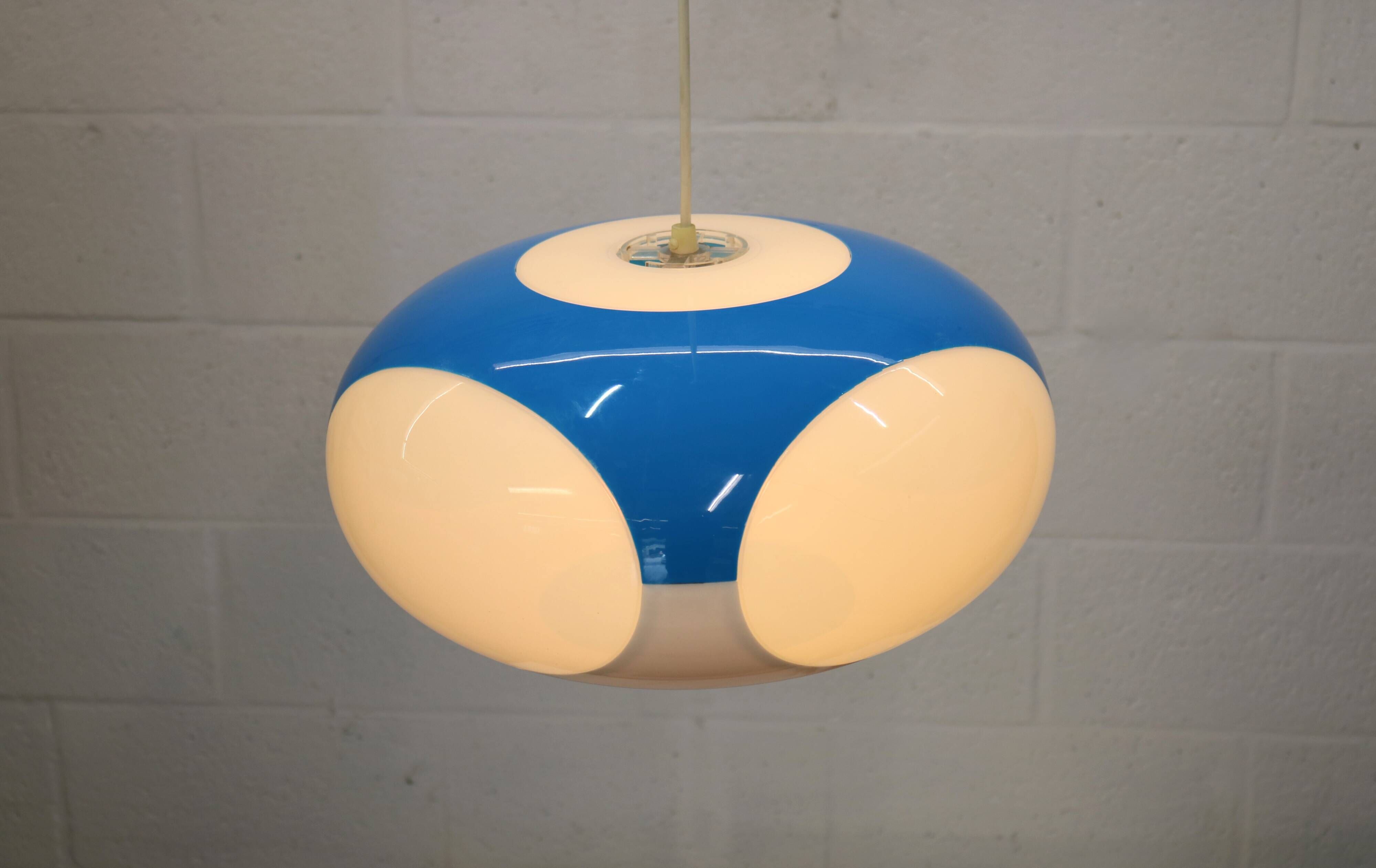 Unique Space age bug eye ufo lamp *** Massive Belgium *** blue and white