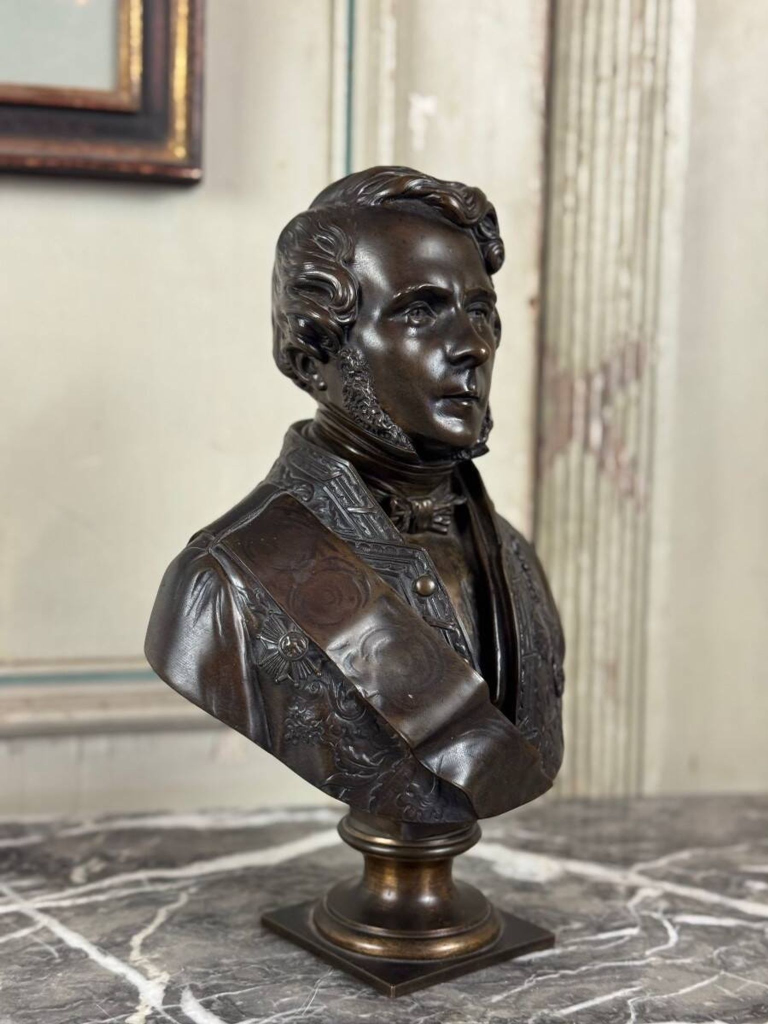 Bronze bust of Admiral Hucos, signed Dubray 1854