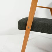 Pair of Beech Armchairs with grey upholstery