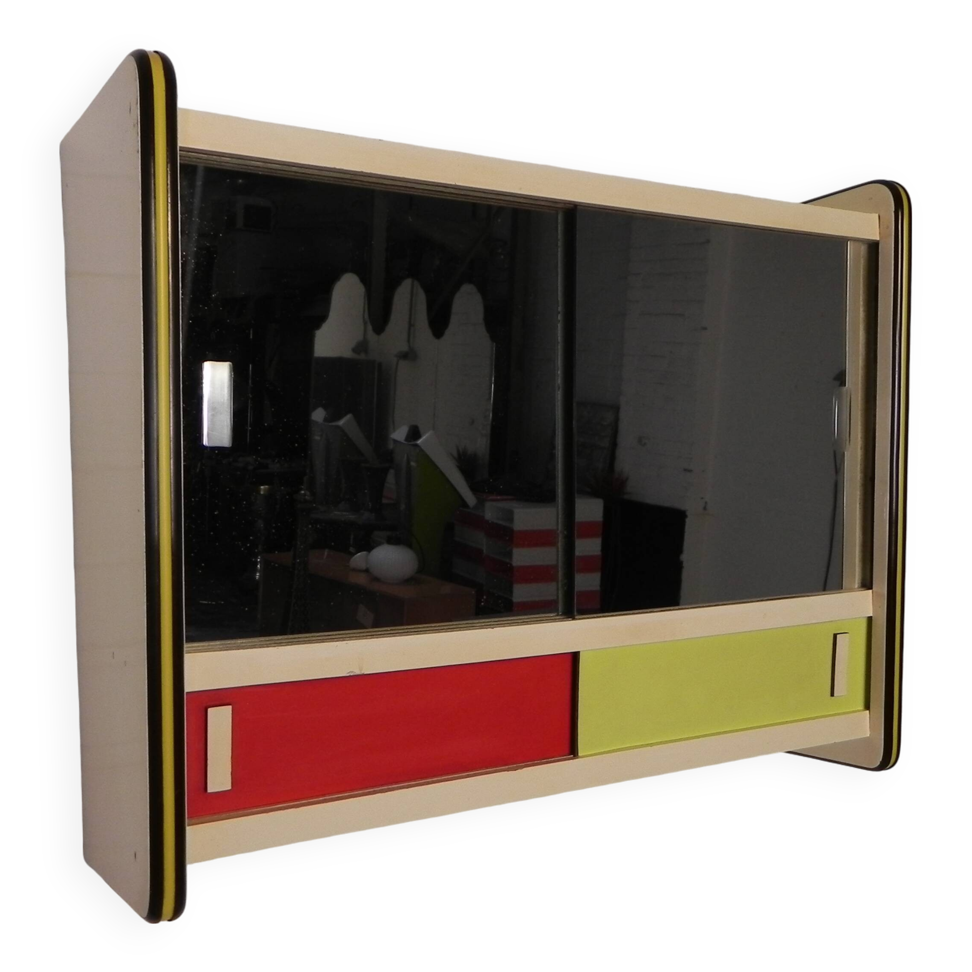 Wall cabinet with sliding glass doors, 1950s