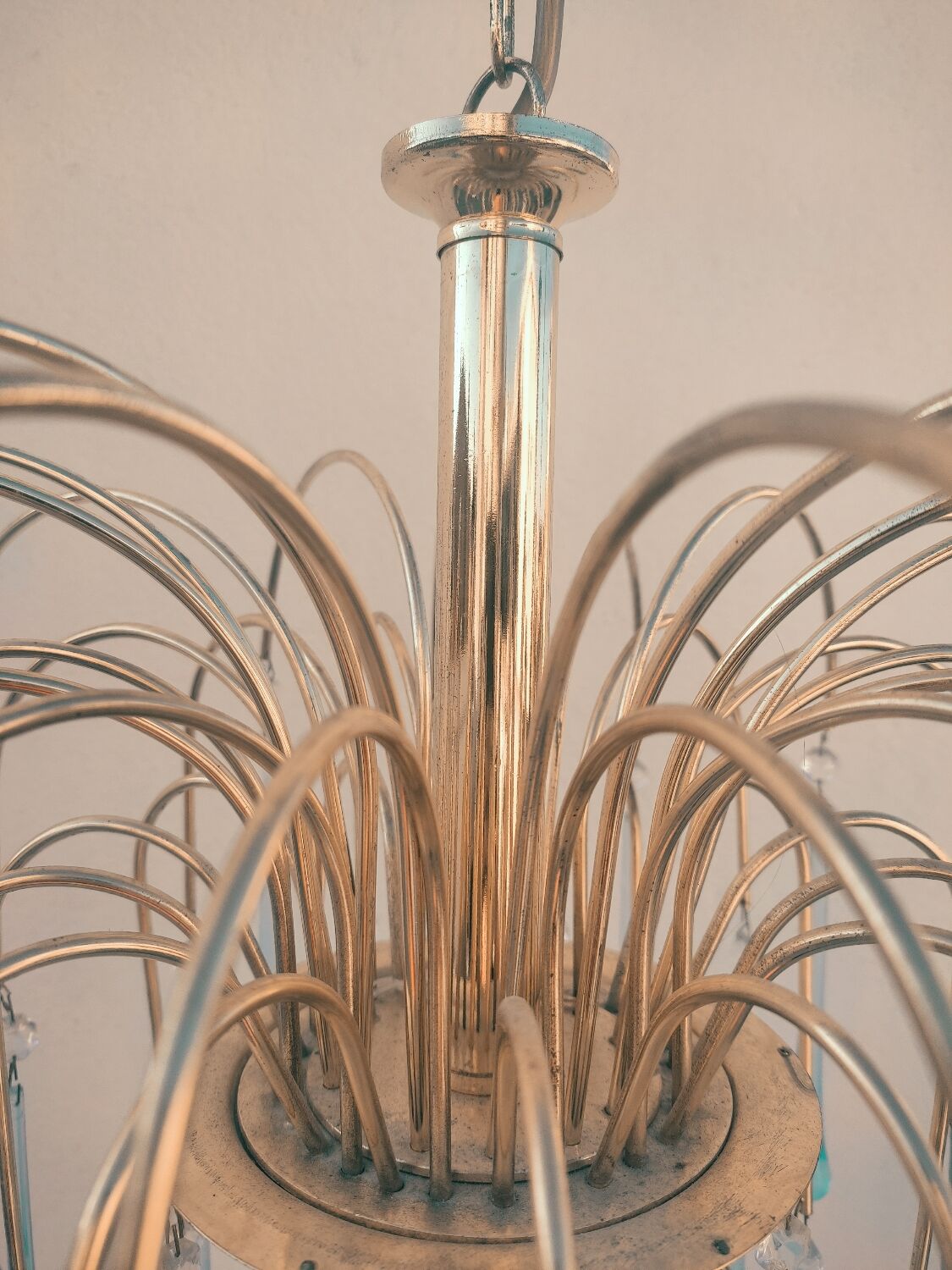 Blue drop tassel chandelier