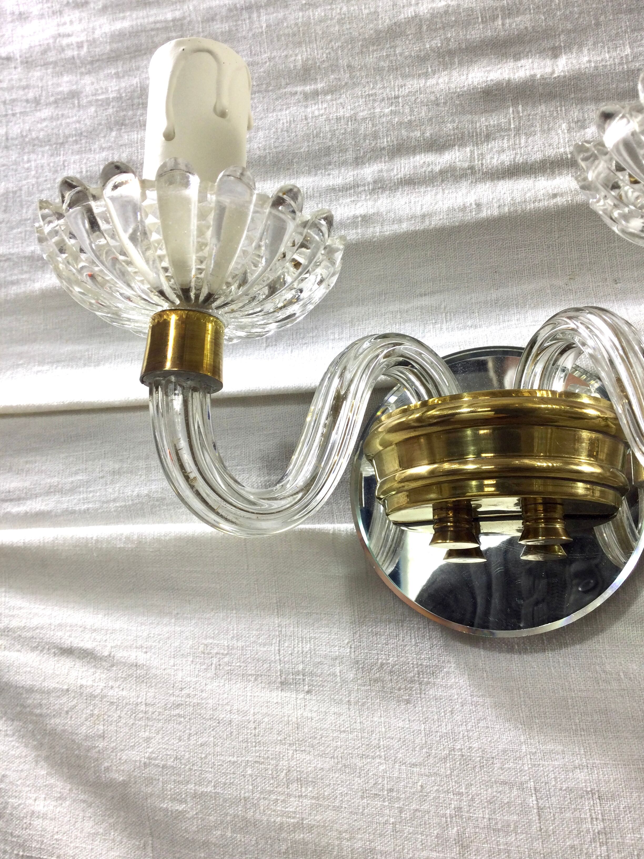 Pair of glass and crystal sconces