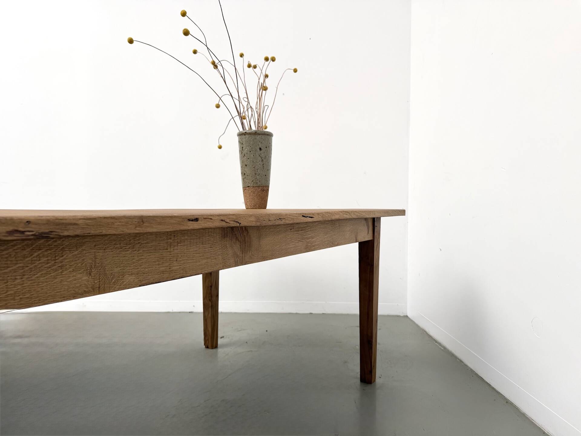Very large farmhouse table in solid oak, 1950s – L300 cm