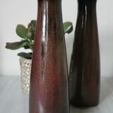 Pair of enamelled ceramic candlesticks