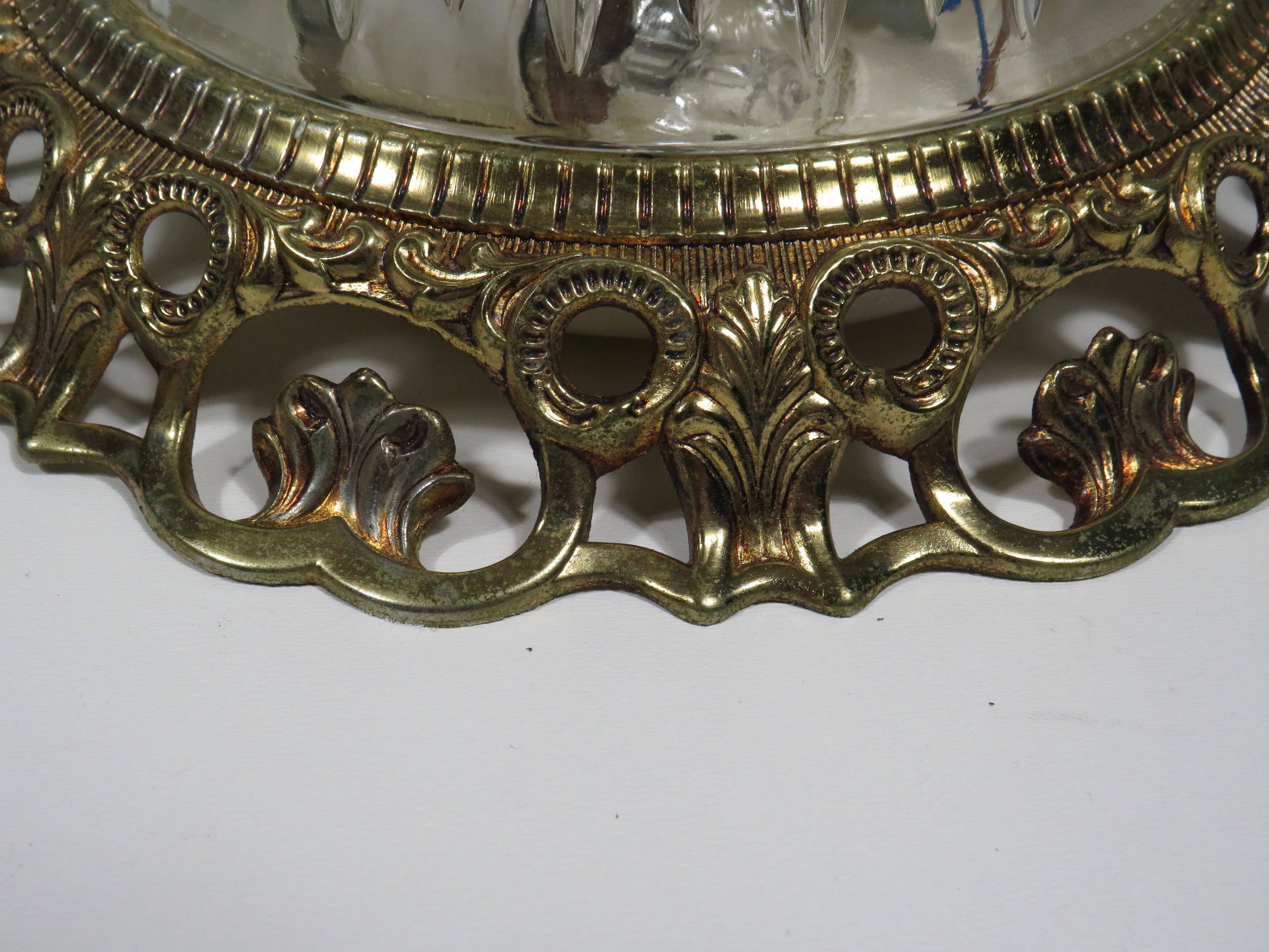 Vintage ceiling light, round, cut glass