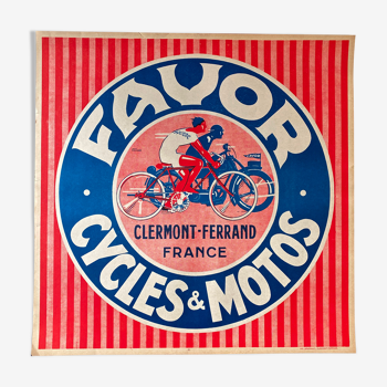 Affiche publicitaire Cycles & motos favor 1930