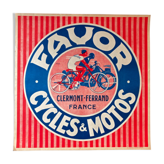 Affiche publicitaire Cycles & motos favor 1930