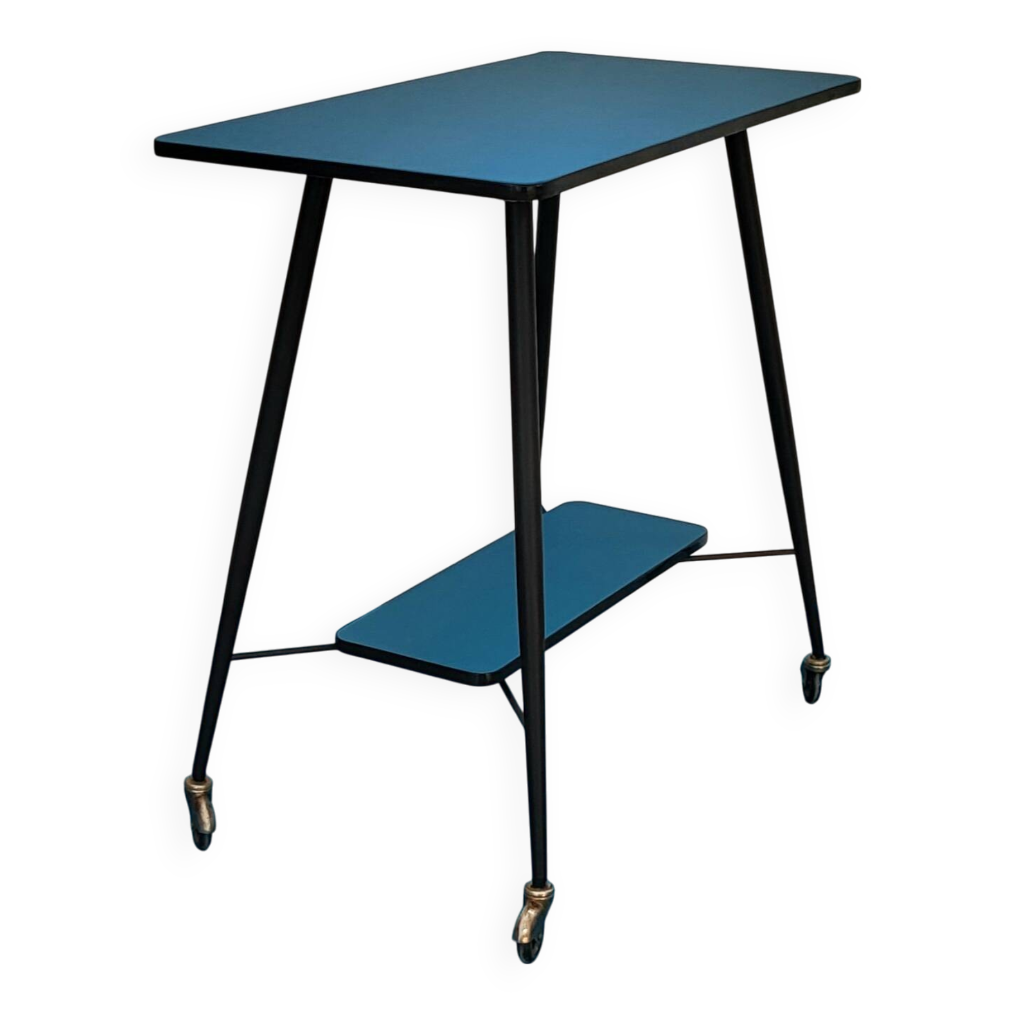 Vintage petrol blue serving trolley