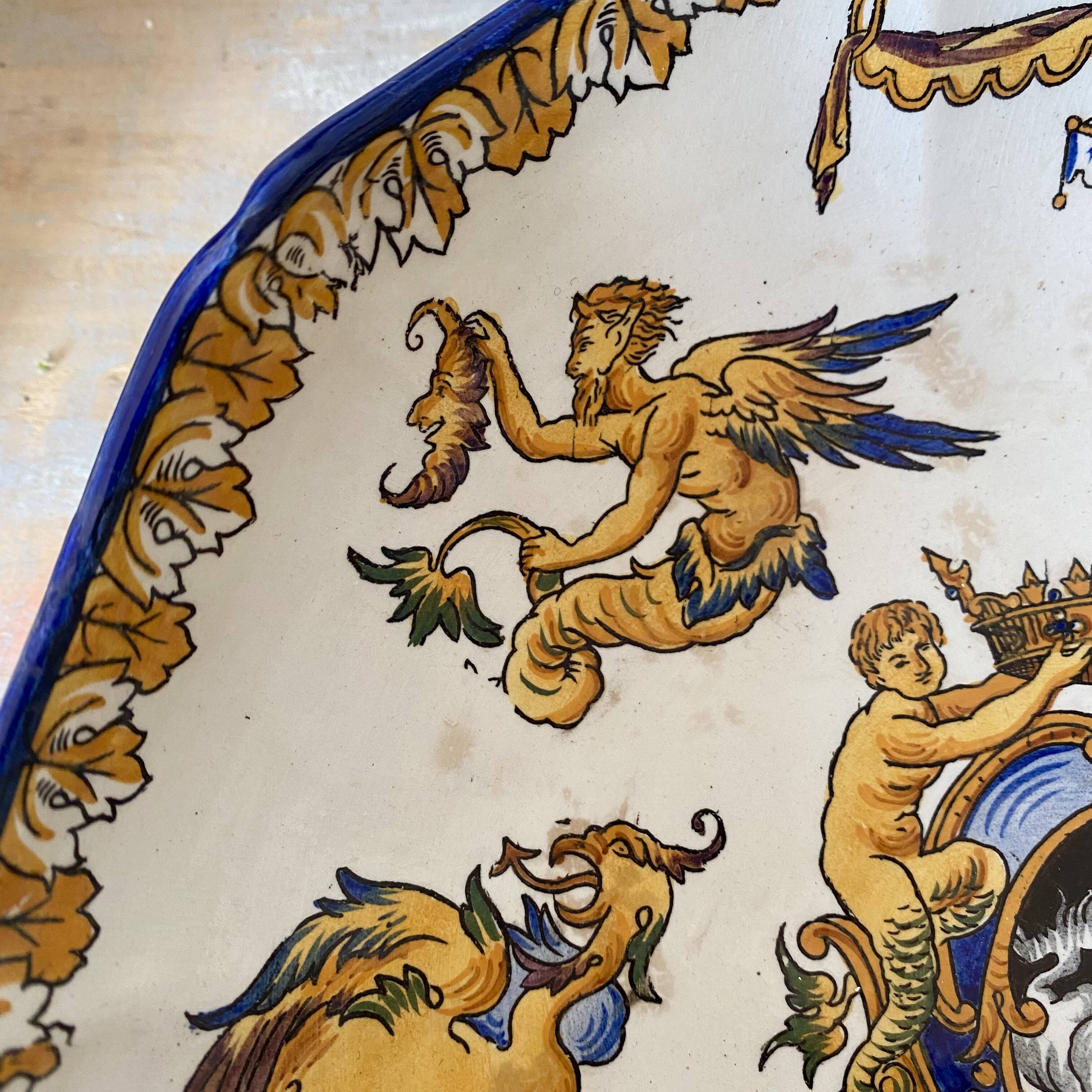 Renaissance decorated earthenware salad bowl from Gien.
