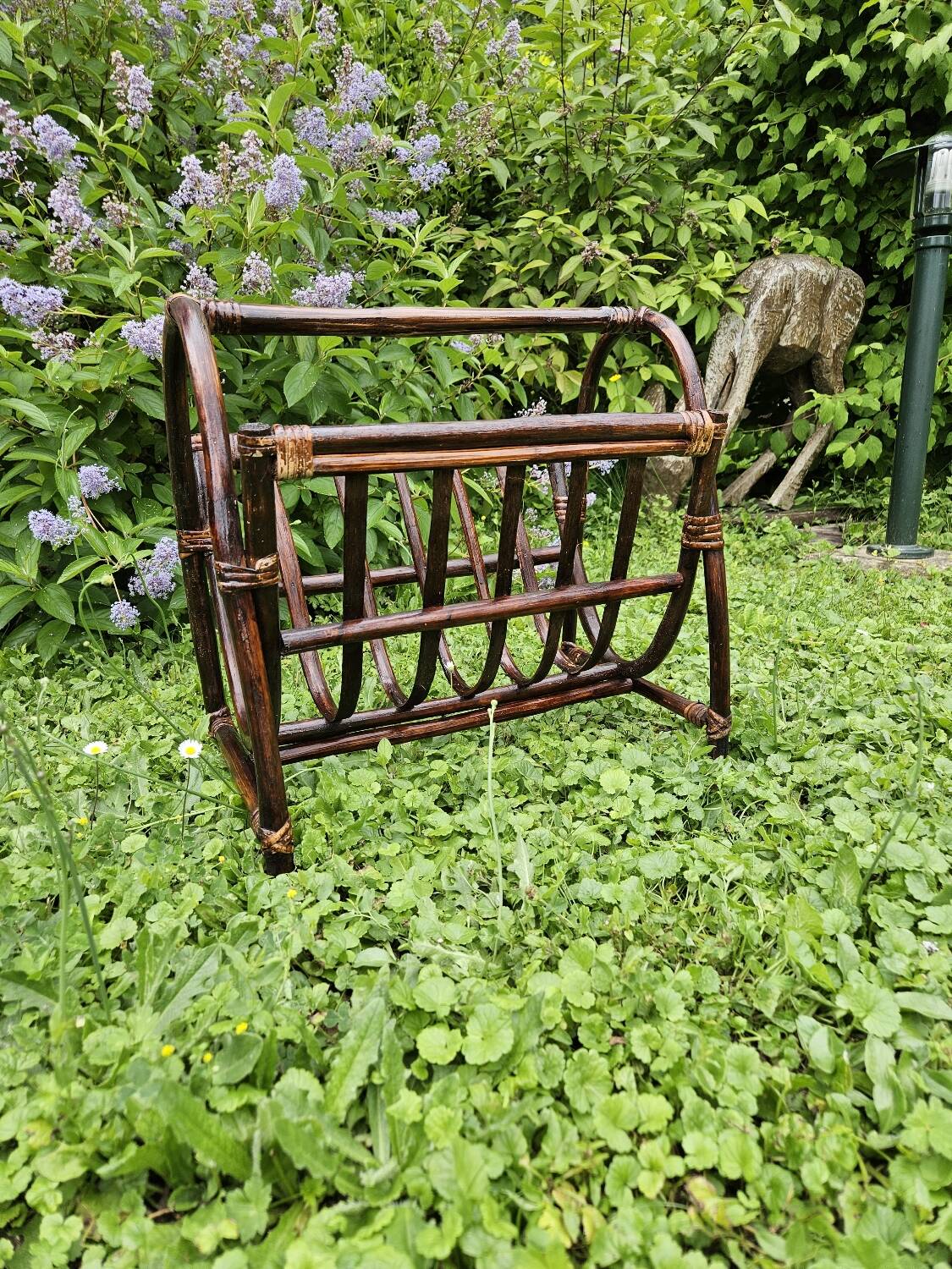 Rattan magazine rack