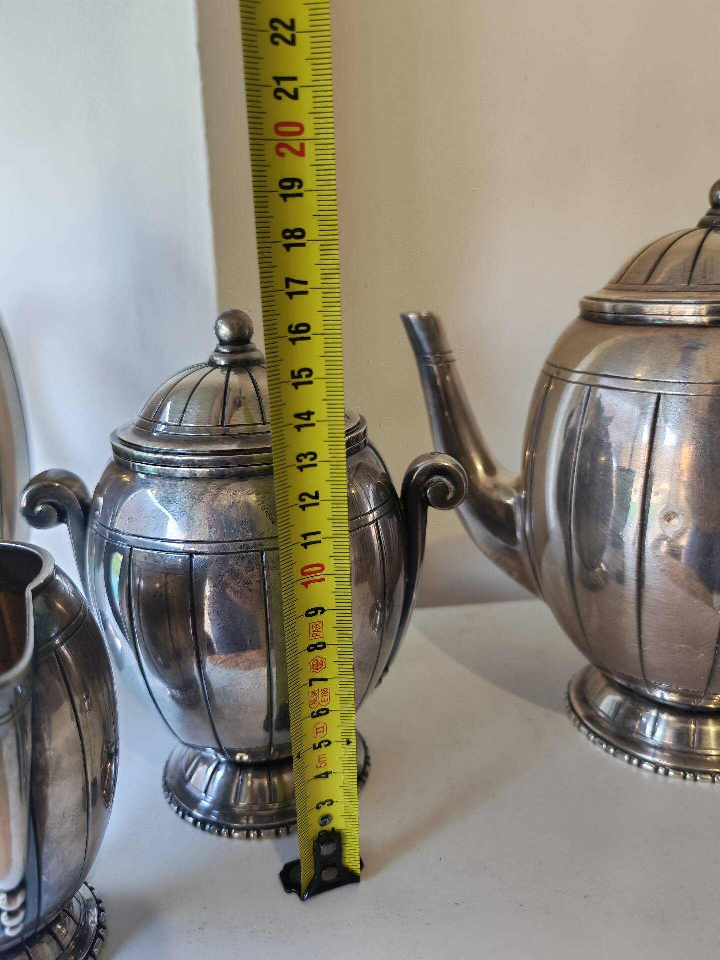 Tea and coffee service in silver-plated metal and wood from the 1930s Art Deco - Wine
