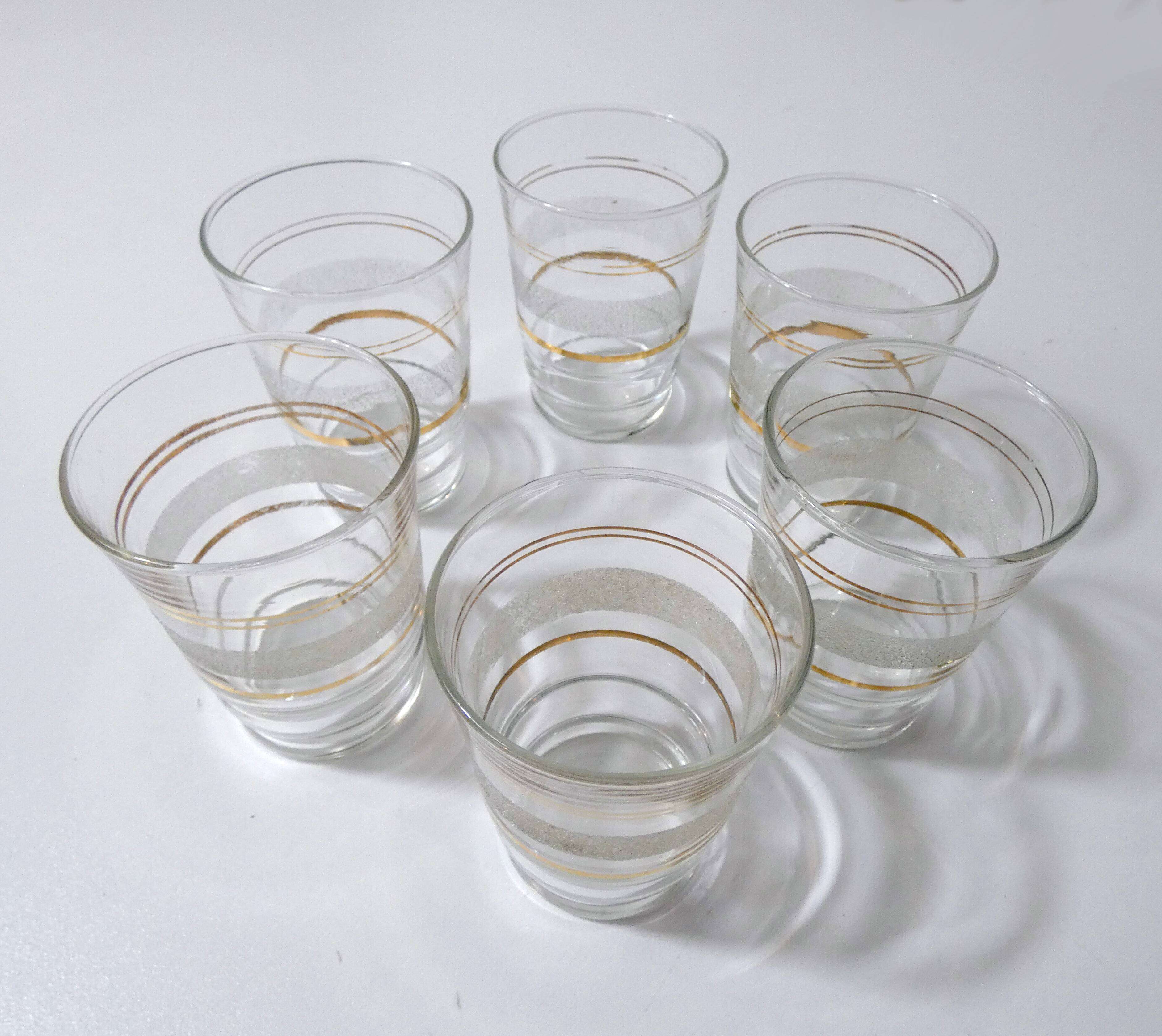 6 anciens verres granités blancs Art Déco