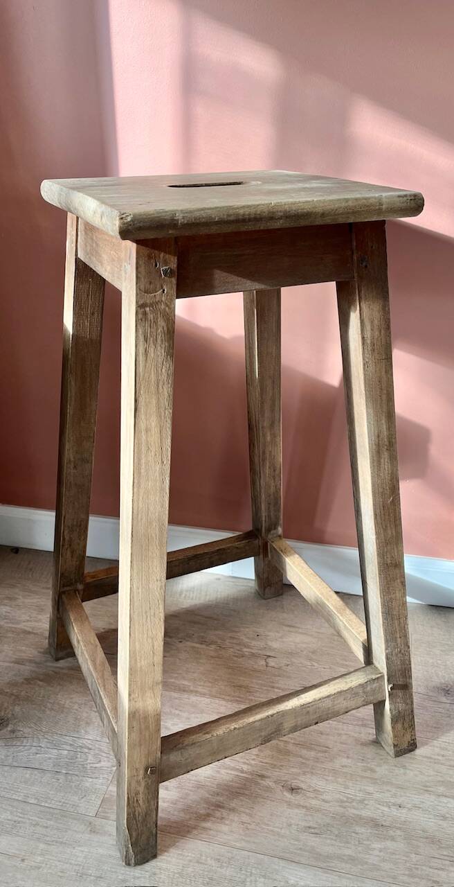 High wooden stool