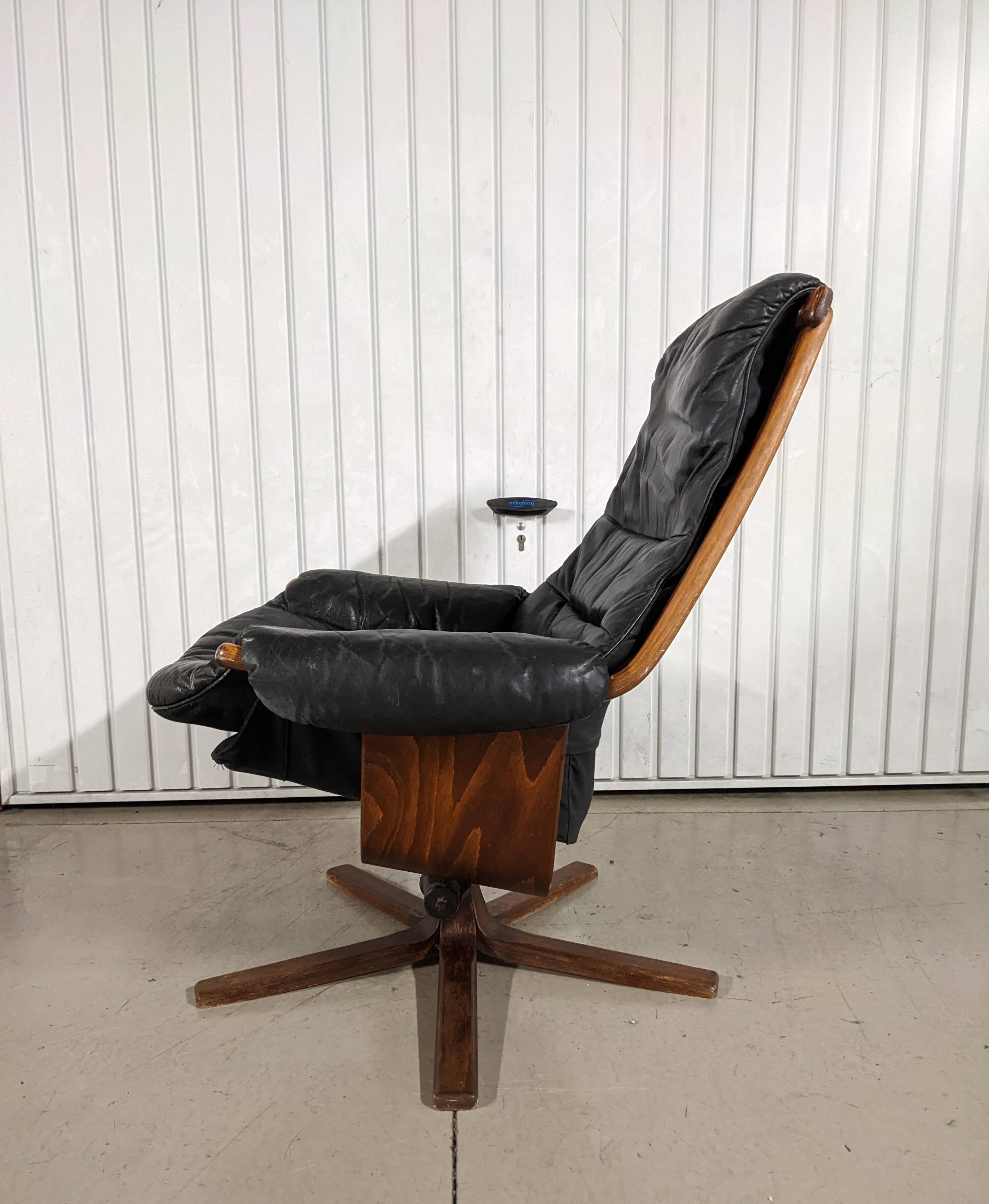 Vintage lounge armchair Gote Mobler 1960 swivel and reclining