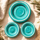 3 dessous-de-plat vintage en céramique turquoise à décor de poissons