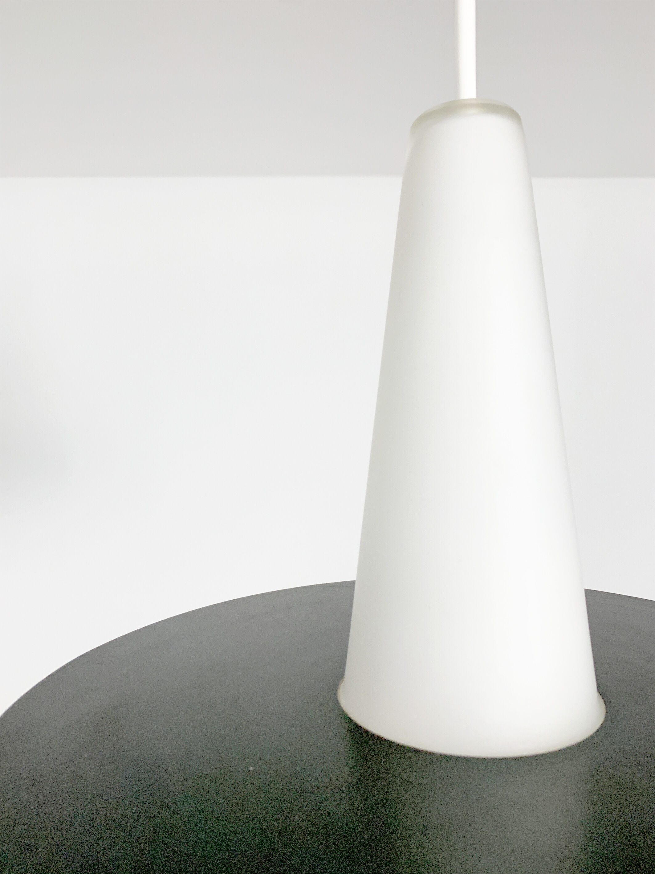 Modernist pendant lamp opal glass and grey metal Bent Karlby for Lyfa, Denmark, 1950-60