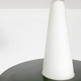 Modernist pendant lamp opal glass and grey metal Bent Karlby for Lyfa, Denmark, 1950-60