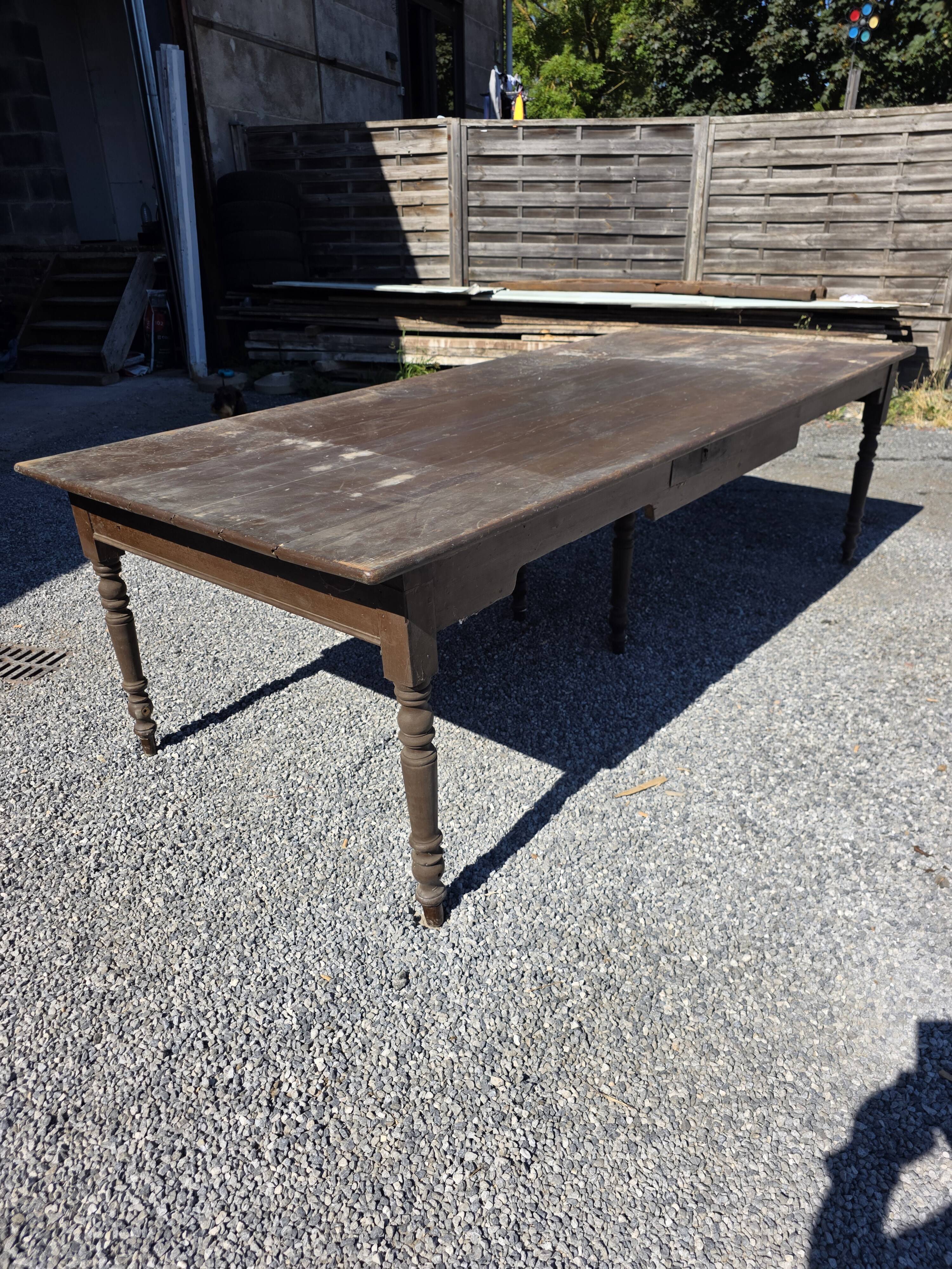 Table de ferme ancienne XXL , 268 × 110cm