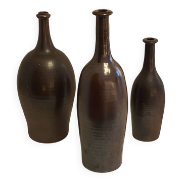 Lot de 3 bouteilles en céramique