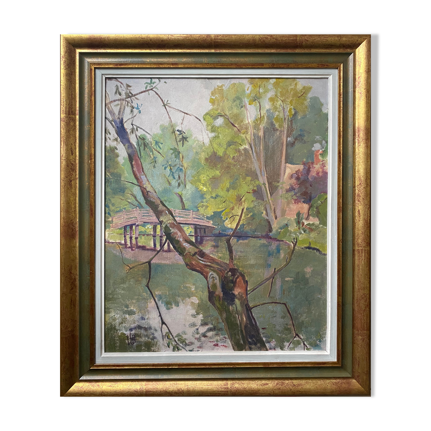 HSP painting "Trees at Flatford Mill" by Bonella Woodhead + frame England
