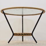 Original wicker glass table for Rohé Noordwolde, Netherlands