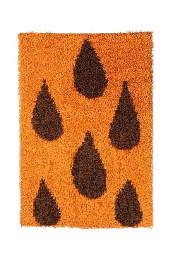 Big Danish mid-century wool tapestry / wall rug with drop motif / 1970s