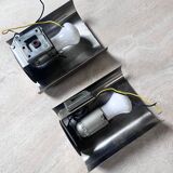 Pair of vintage brushed metal wall lights, 1970s,