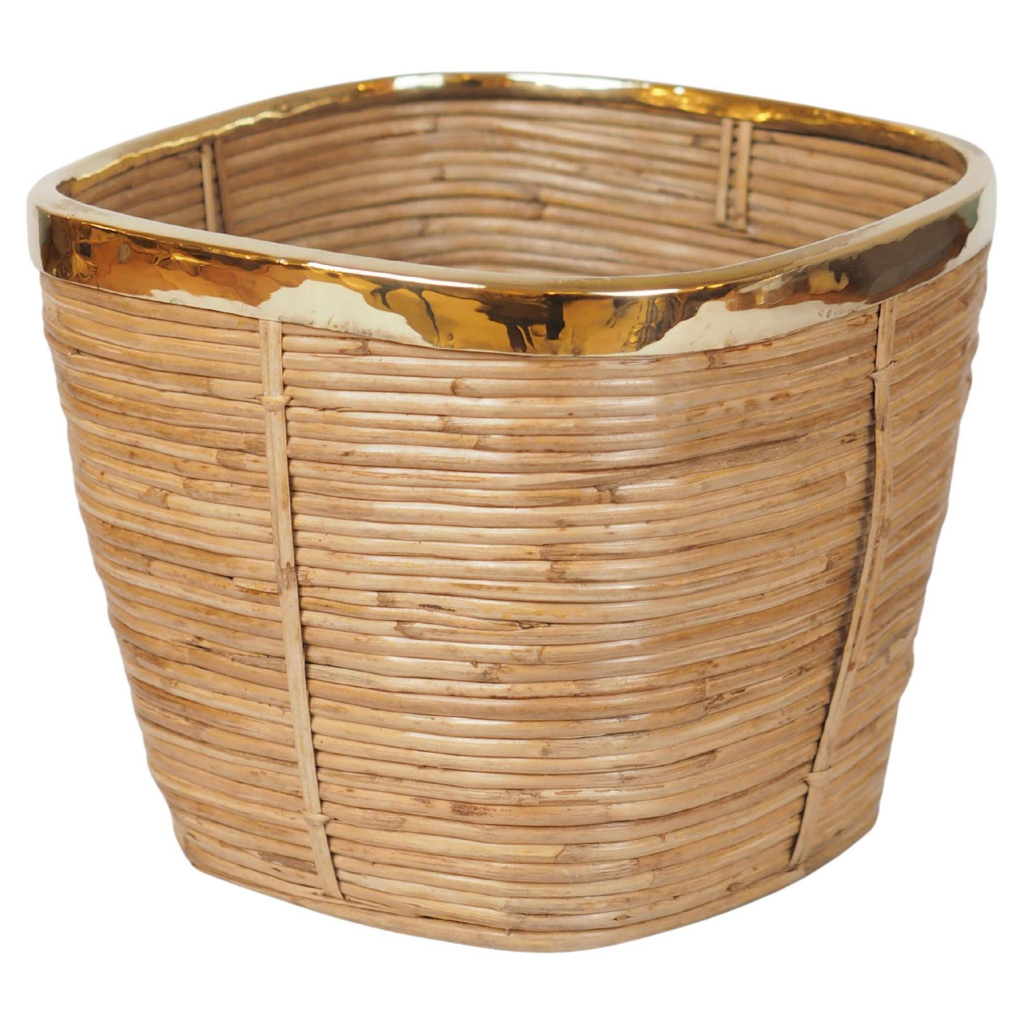 Vintage Italian style pencil holder and brass planter or basket.