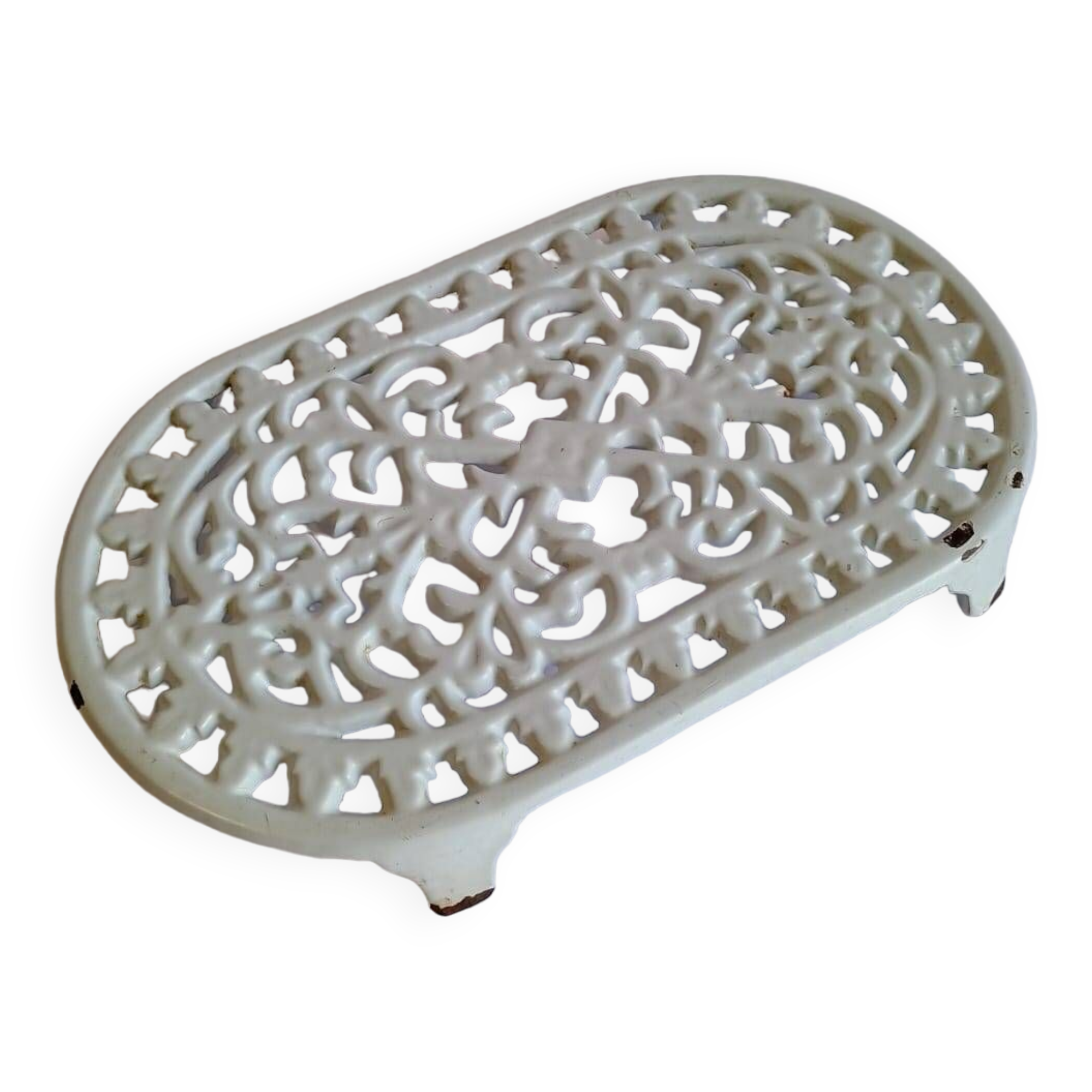 Vintage White Cast Iron Trivet